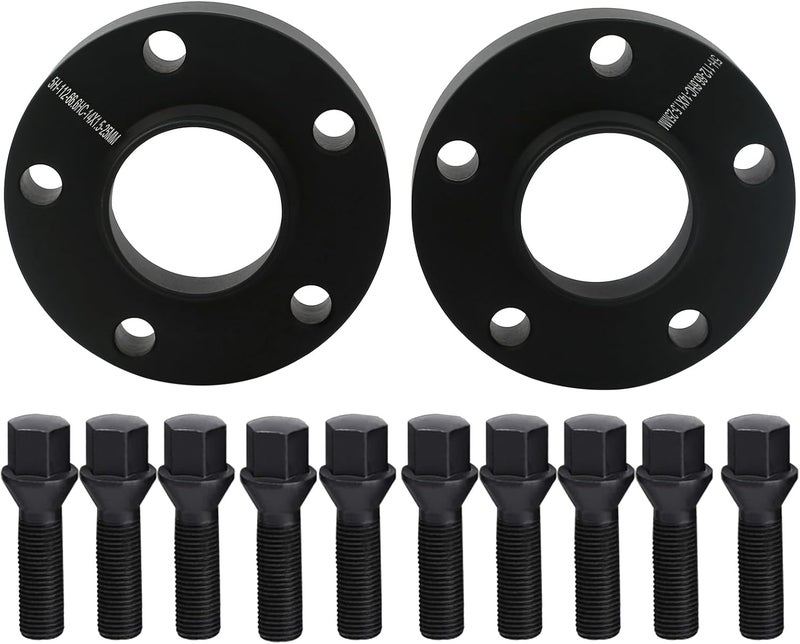 DCVAMOUS 2PC Black 5x112 Wheel Spacers Hubcentric 15mm 66.56 Bore with 14x1.25 Bolts (45mm Shank Cone Seat) Compatible with BMW-Mini 5 Lug 2016+ X1 | 2018+ X2 X3 | 2019+ X4 X5 | 2020+ X6 X7 GR Supra - Image 1
